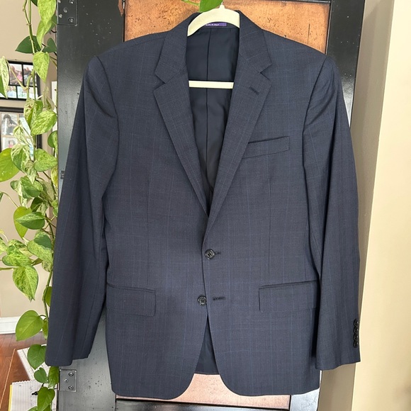 Ralph Lauren Purple Label Sports Jacket Navy Glen Plaid 38S